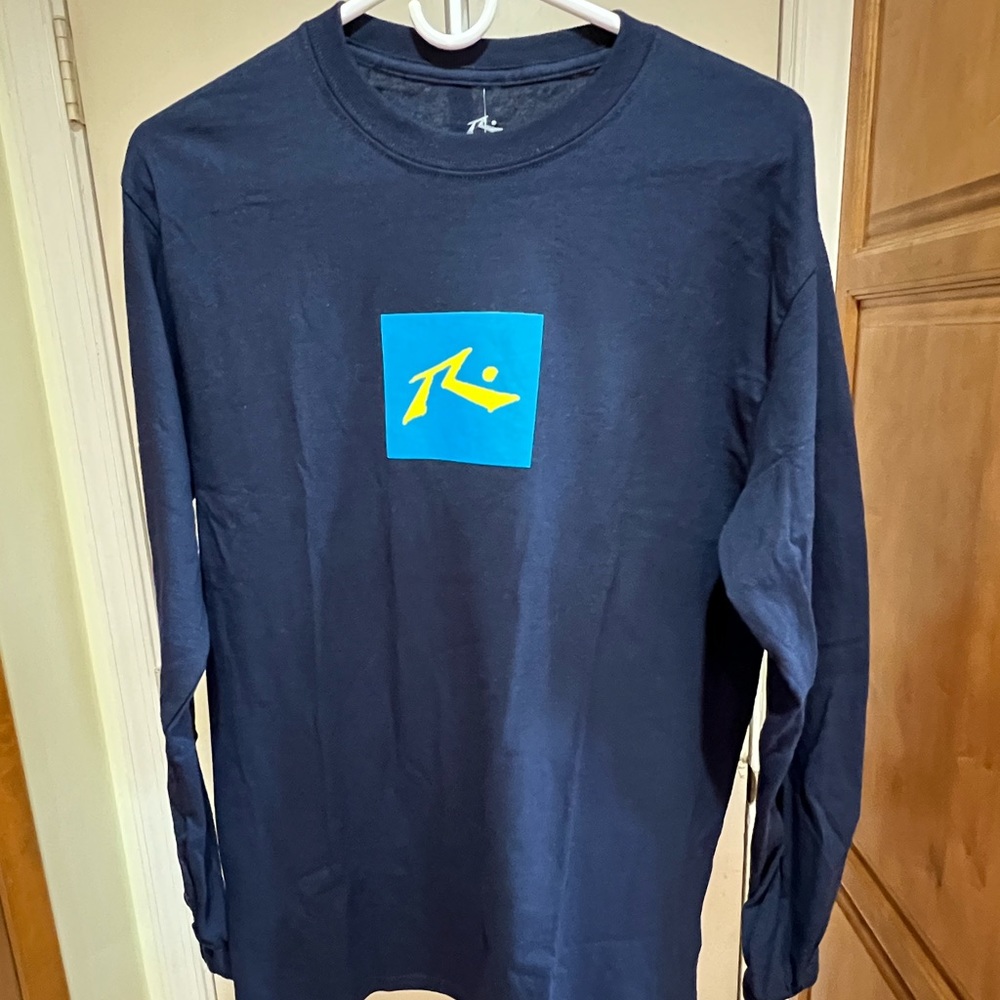 RUSTY SURFBOARDS R BOX LONG SLEEVE NAVY TEE MEN’S SIZE M NWT